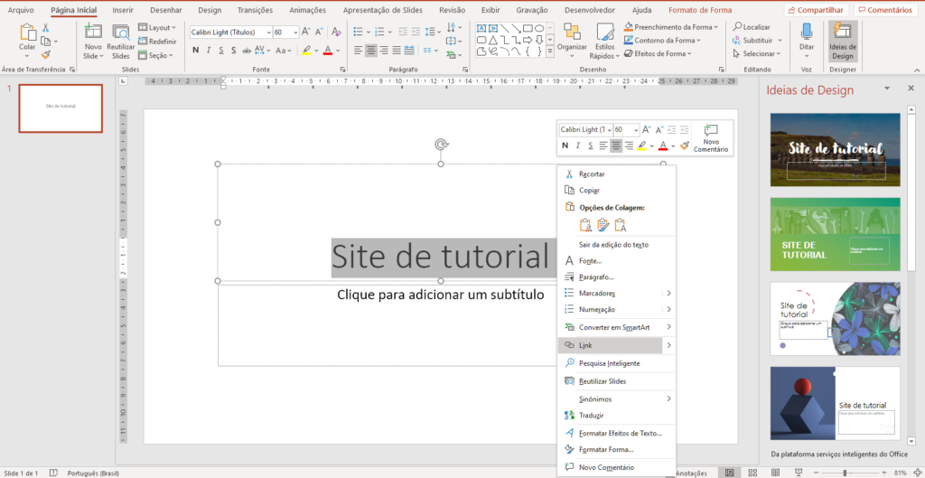 Imagem: colocar link no power point